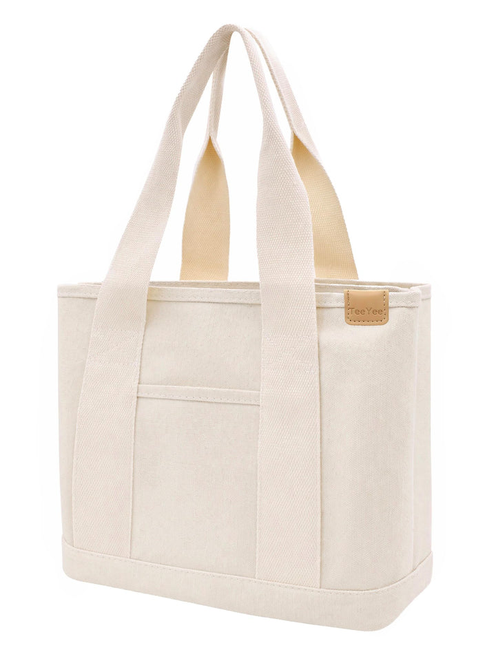 Damen Mittelgross Handtasche Canvas Satchel Tote Bag Schultertasche Shopper für Bücher Alltag Arbeit