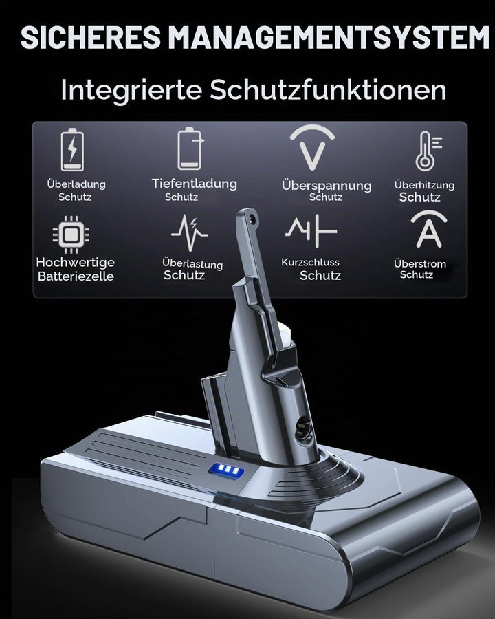 6000mAh Ersatzakku für Dyson V8 Akku Kompatibel mit Dyson V8 Absolute, Animal, Animal Exclusive, Flu