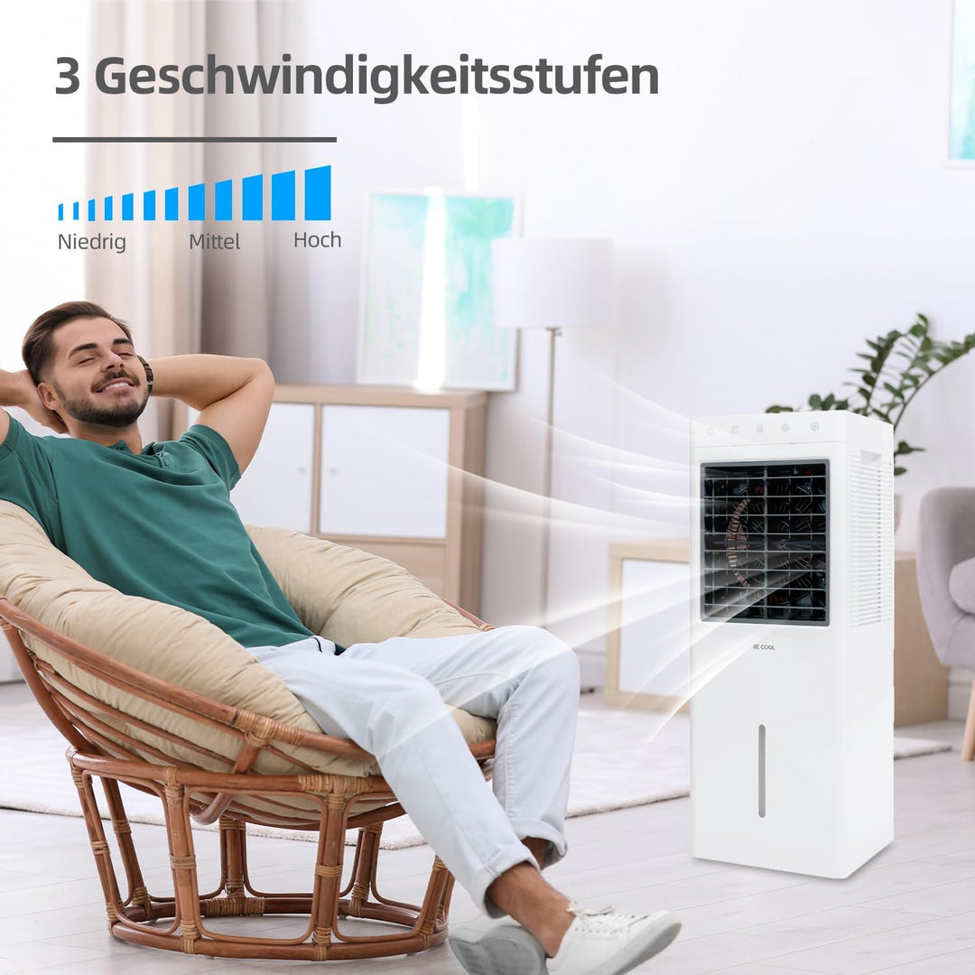 BE COOL Luftkühler, 4 in 1 Verdunstungskühler, Luftbefeuchter, Ventilator, Insektenvertreiber, Schwe