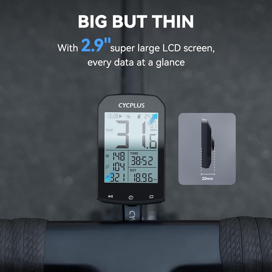CYCPLUS GPS Fahrradcomputer Kabellos, wasserdichte Fahrrad Tachometer und Kilometerzähler, ANT+ Blue