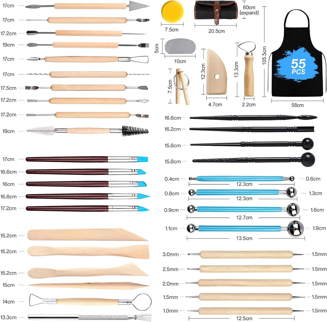 FAMKEEP Modellierwerkzeug,55 Stück Ton Werkzeug,Carving Tools Clay Keramik Sculpting Ton Werkzeug mi