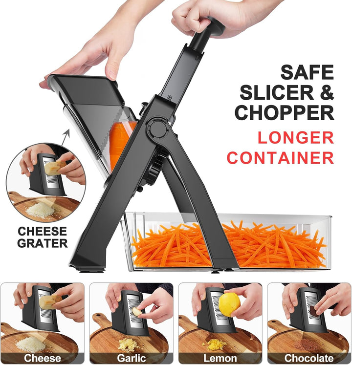QYKIC Gemüseschneider, ONCE FOR ALL Verstellbar Gemüsehobel Mandoline Vegetable Slicer Kartoffelschn