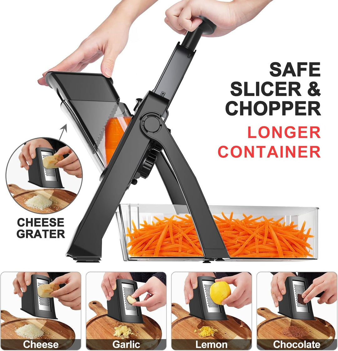 QYKIC Gemüseschneider, ONCE FOR ALL Verstellbar Gemüsehobel Mandoline Vegetable Slicer Kartoffelschn