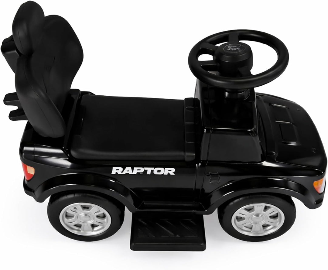 Lemodo Rutschauto Ford F-150 schwarz mit Schiebestange, Kinderfahrzeug aus Kunststoff mit Sound-Lenk