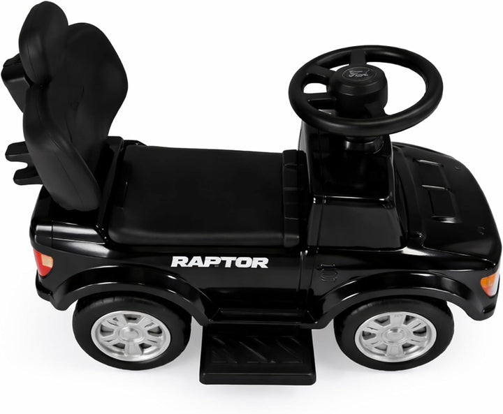 Lemodo Rutschauto Ford F-150 schwarz mit Schiebestange, Kinderfahrzeug aus Kunststoff mit Sound-Lenk
