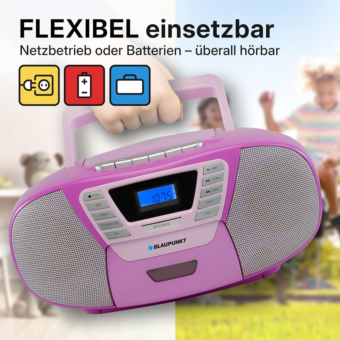 Blaupunkt B 120 VL tragbarer Kinder CD Player mit Bluetooth | Kassettenfach | Hörbuch Funktion | - m