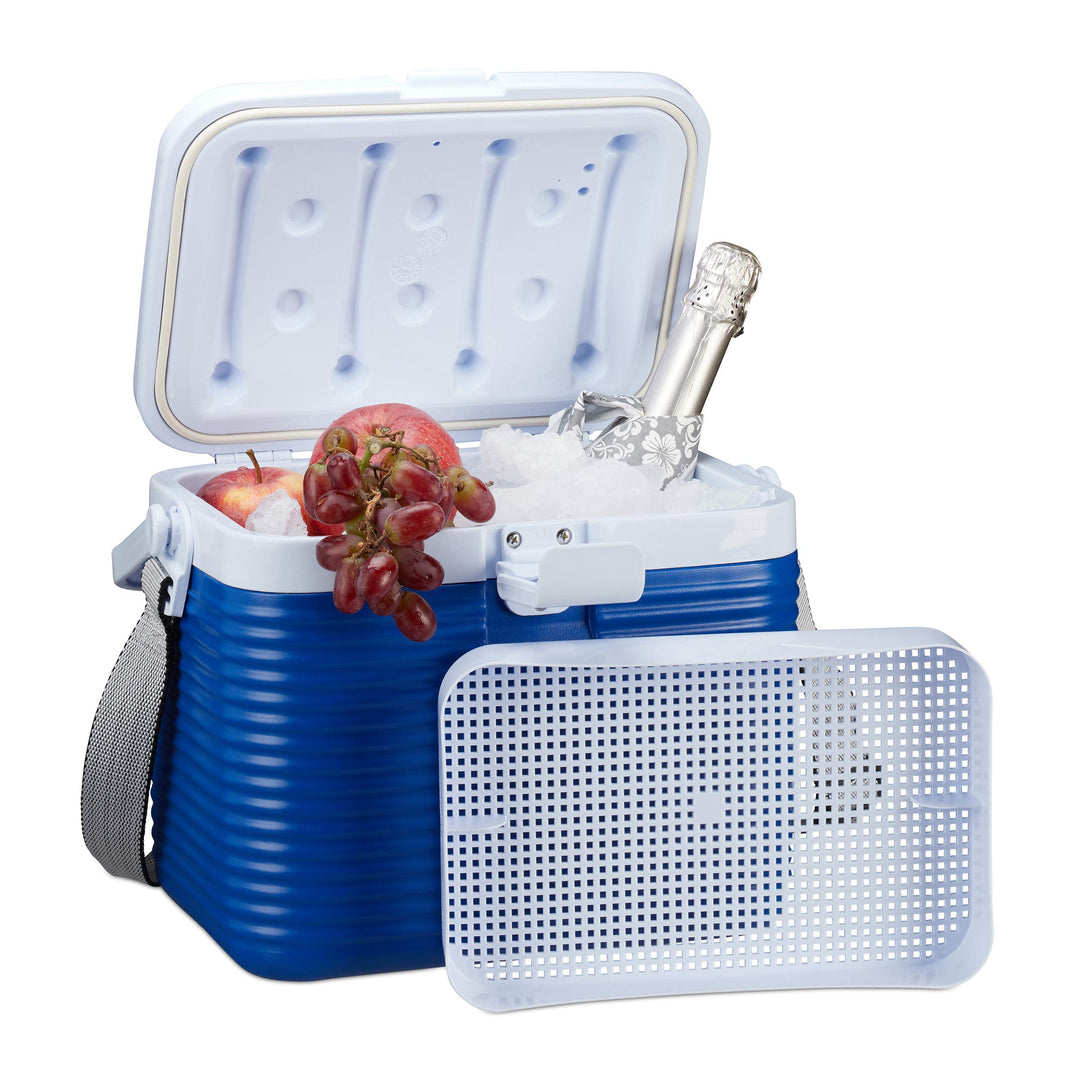 Relaxdays kleine Kühlbox, mit Griff, Tragegurt, Kunststoff Kühltasche, ohne Strom, 8 l, HBT 23,5 x 3