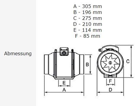 Rohrventilator 200 Kanalventilator Kanallüfter Einschub Rohr Lüfter 3Stufen 0056