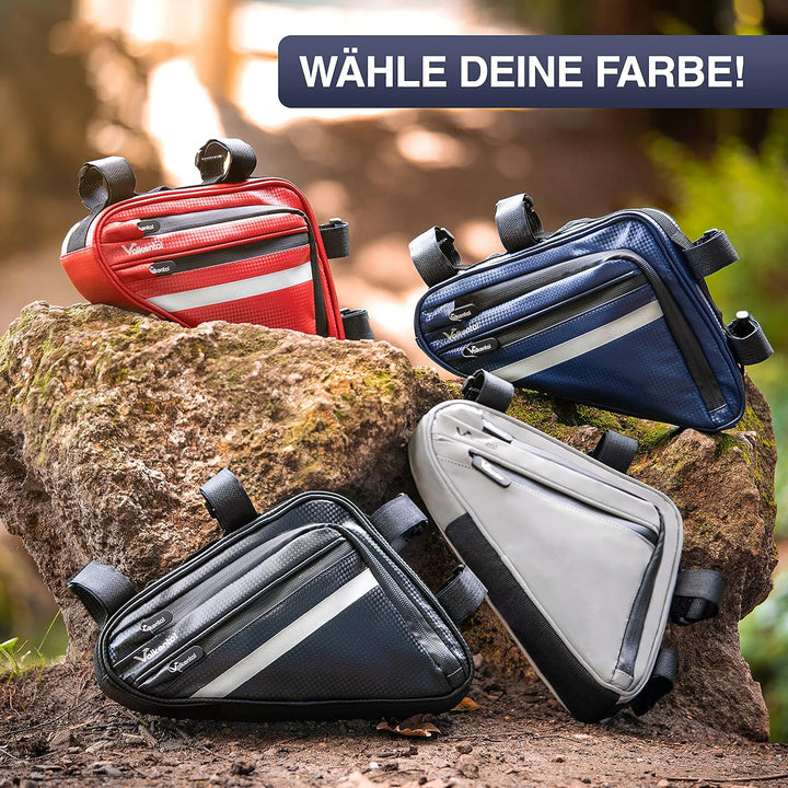 Valkental - Wasserfeste Rahmentasche mit viel Platz - 1,5L Volumen - Fahrradtasche mit Reflektoren u