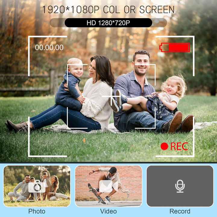360° Action Kamera, Mini Action Cam1080P und 32 GB Speicherkarte Helmkamera, Magnetische Taschen-Dau