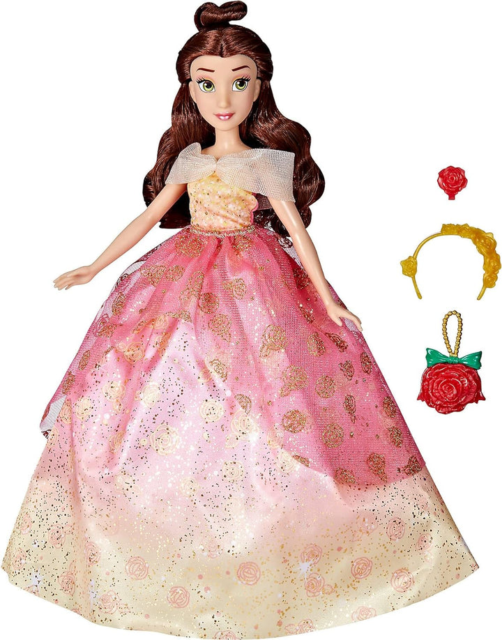 Hasbro Disney Prinzessinnen Belles Kleidergalerie Modepuppe, 10 Outfit-Kombinationen, Spielzeug für