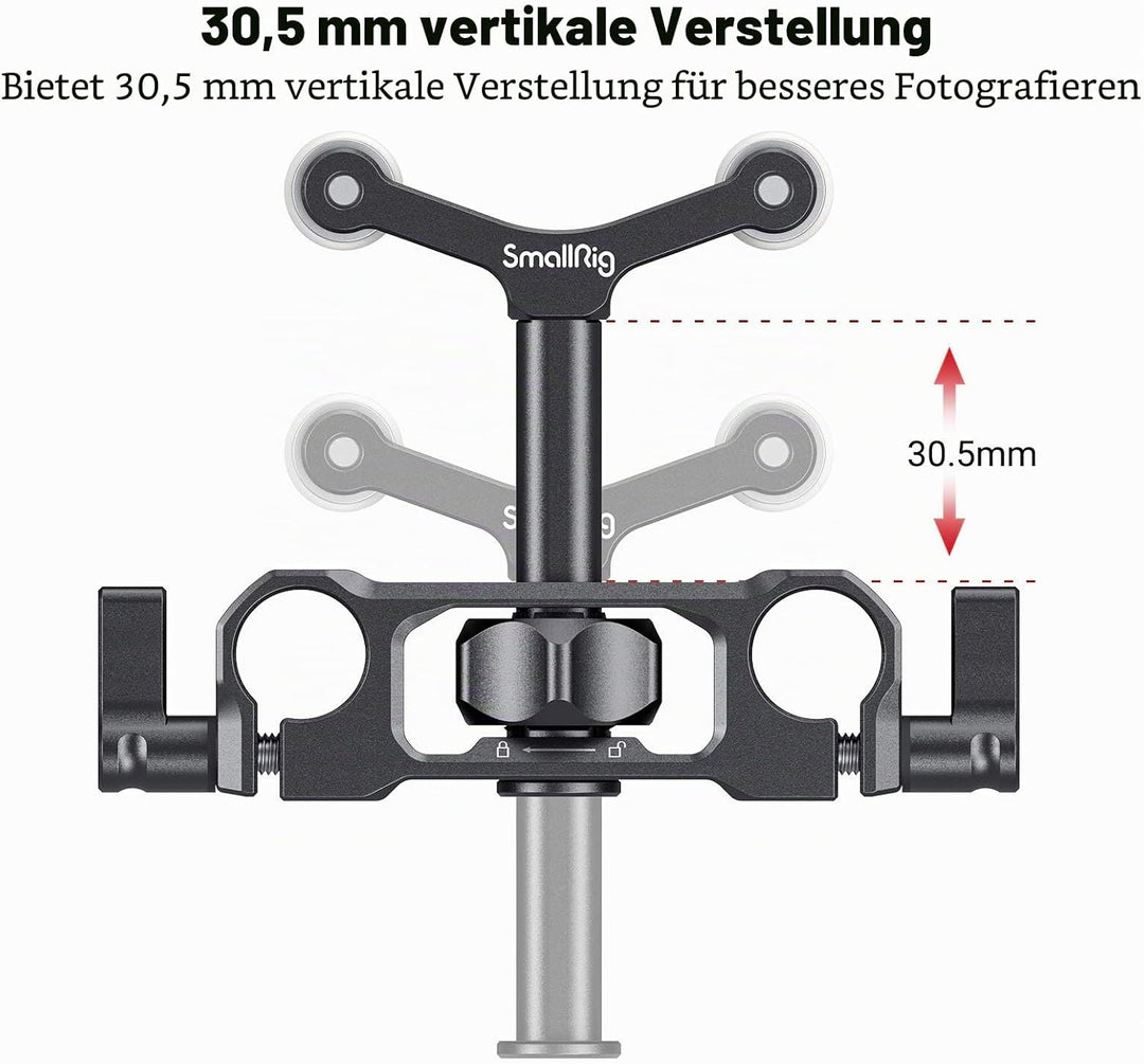 SMALLRIG Linsenunterstützung mit 15mm LWS Stangenklemme, 15mm Lens Support Kompatibel mit einem Durc