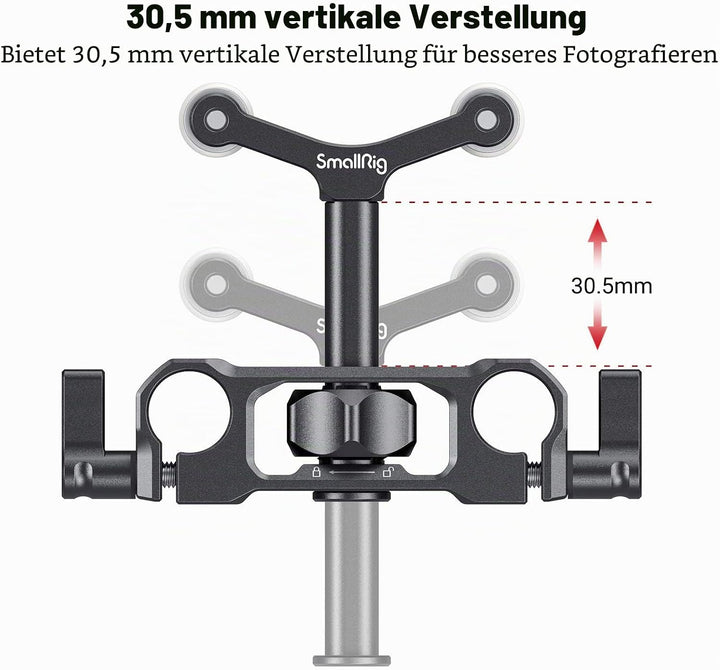 SMALLRIG Linsenunterstützung mit 15mm LWS Stangenklemme, 15mm Lens Support Kompatibel mit einem Durc