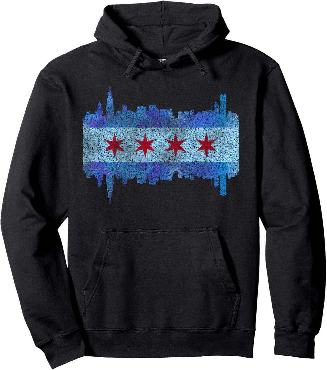 City Of Chicago Shirt - Chicago City Vintage Flag Pullover Hoodie