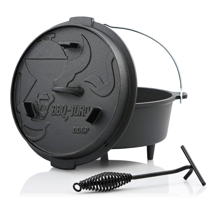 BBQ-Toro Dutch Oven Premium Serie | 7,3 Liter (DO6P), Topf mit Füsse | bereits eingebrannt - preseas