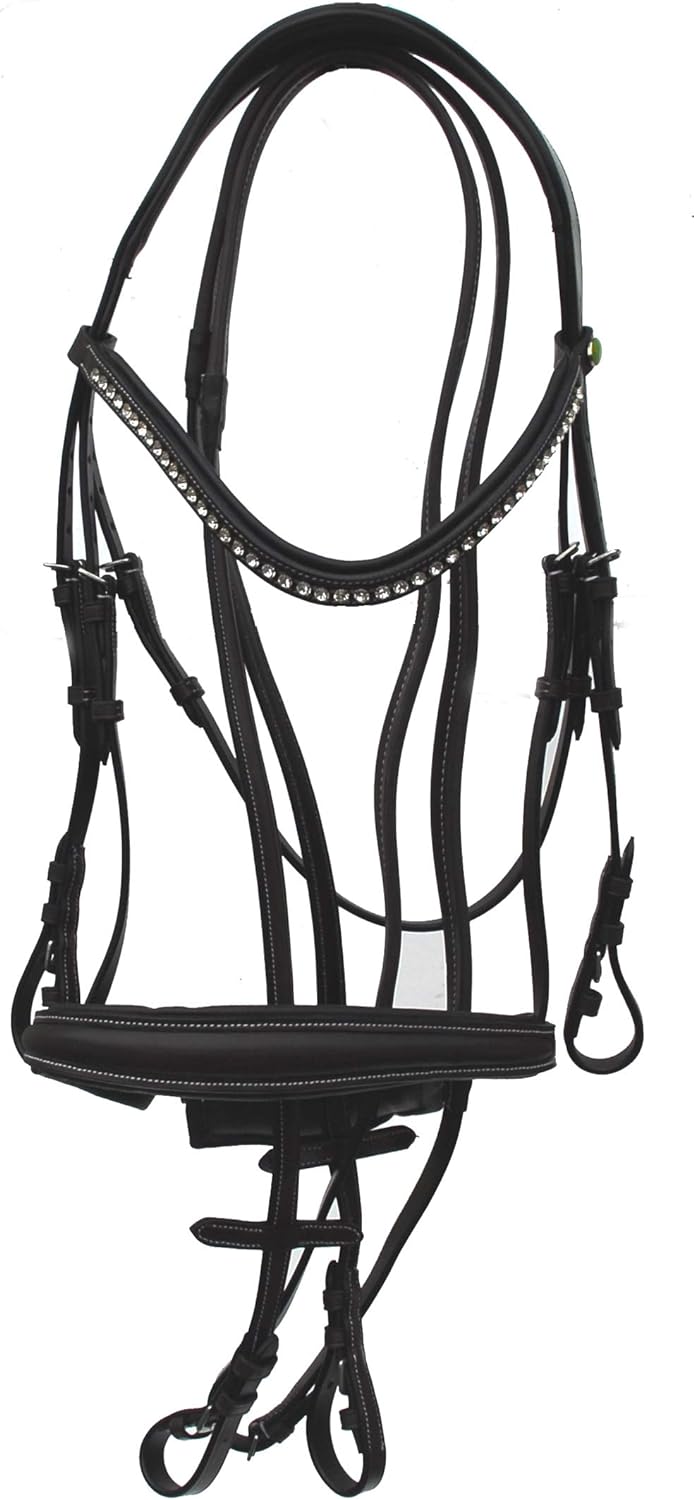 Rhinegold Italienisches Leder Anatomisches Pferd Trensenzaum mit Kappzaum Reithalfter Havana Cob, Ha