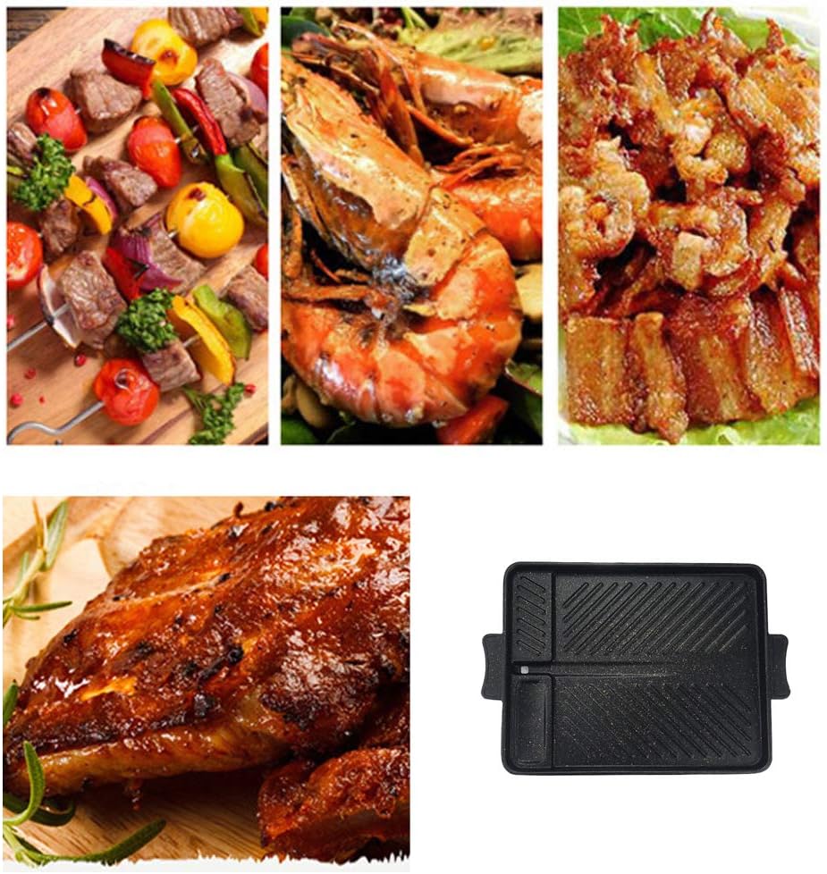 Rechteckige Grillpfanne im koreanischen Stil, antihaftbeschichtet, rauchfrei, Backblech, Grillplatte