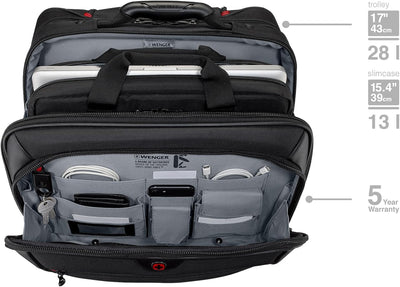 WENGER Potomac 2-TLG Laptop Trolley für Notebook bis 17 Zoll, herausnehmbare Laptoptasche 15 Zoll, 2