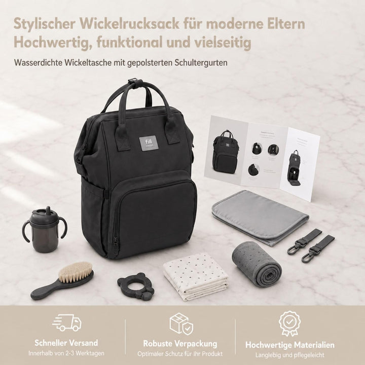 Fillikid Wickelrucksack Barcelona | Geräumiger & stylischer Rucksack mit vielen Fächern, isoliertem