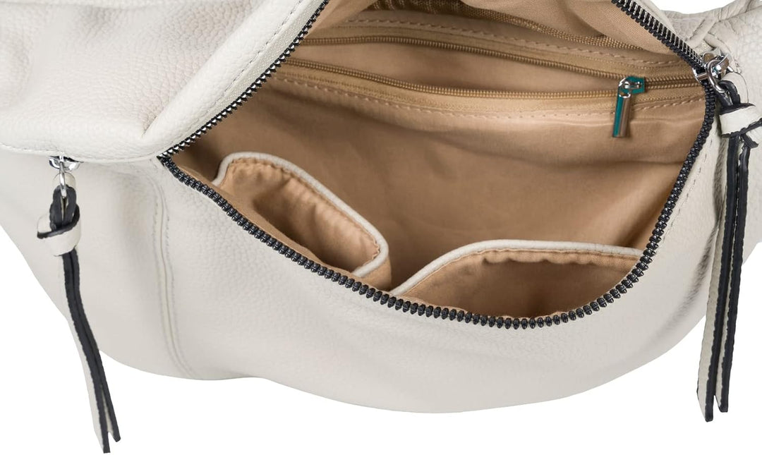 styleBREAKER Damen Halbmond Crossbody Schultertaschen Set 3-Teilig, Schultergurt mit Muster, Schlüss