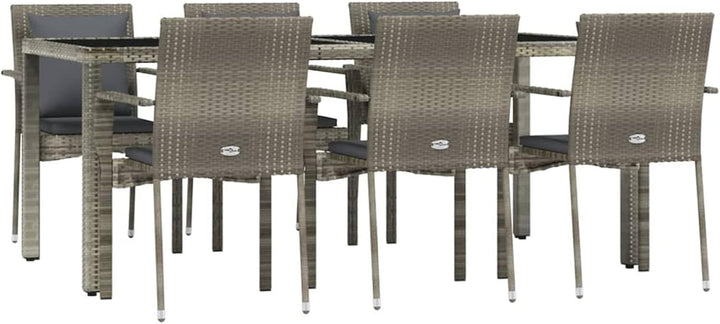 Festnight 7 teilig Garten Sitzgruppe Poly Rattan Gartenmöbel Set 6 Personen Essgruppe Gartentisch mi