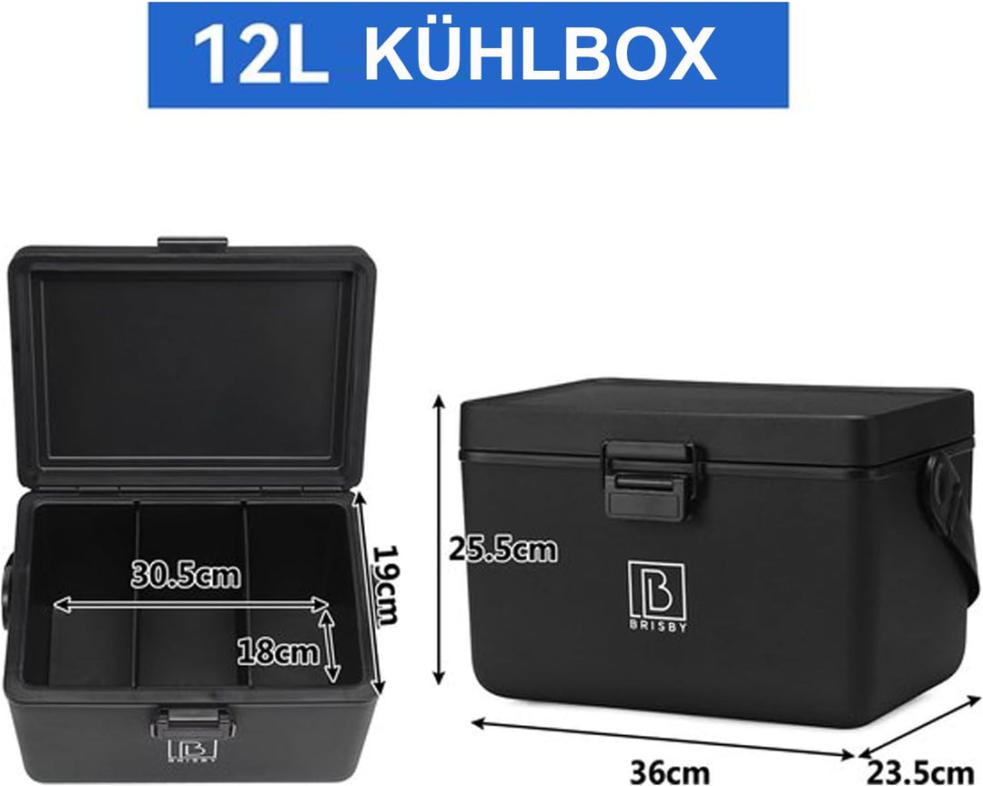 Brisby Kühlbox 12 Liter - Kühlbox ohne Strom, 40 Stunden kühl, Inklusive 2 grosse Kühlelemente 200ML