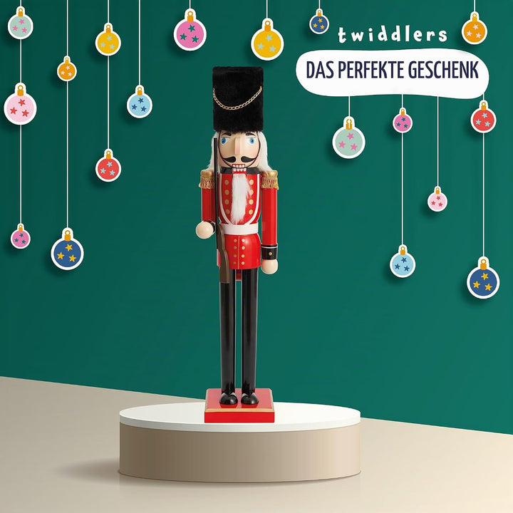 THE TWIDDLERS - Extra grosser hölzerner Weihnachts-Nussknacker-Soldat Königliche Garde, 90cm / 35“ i
