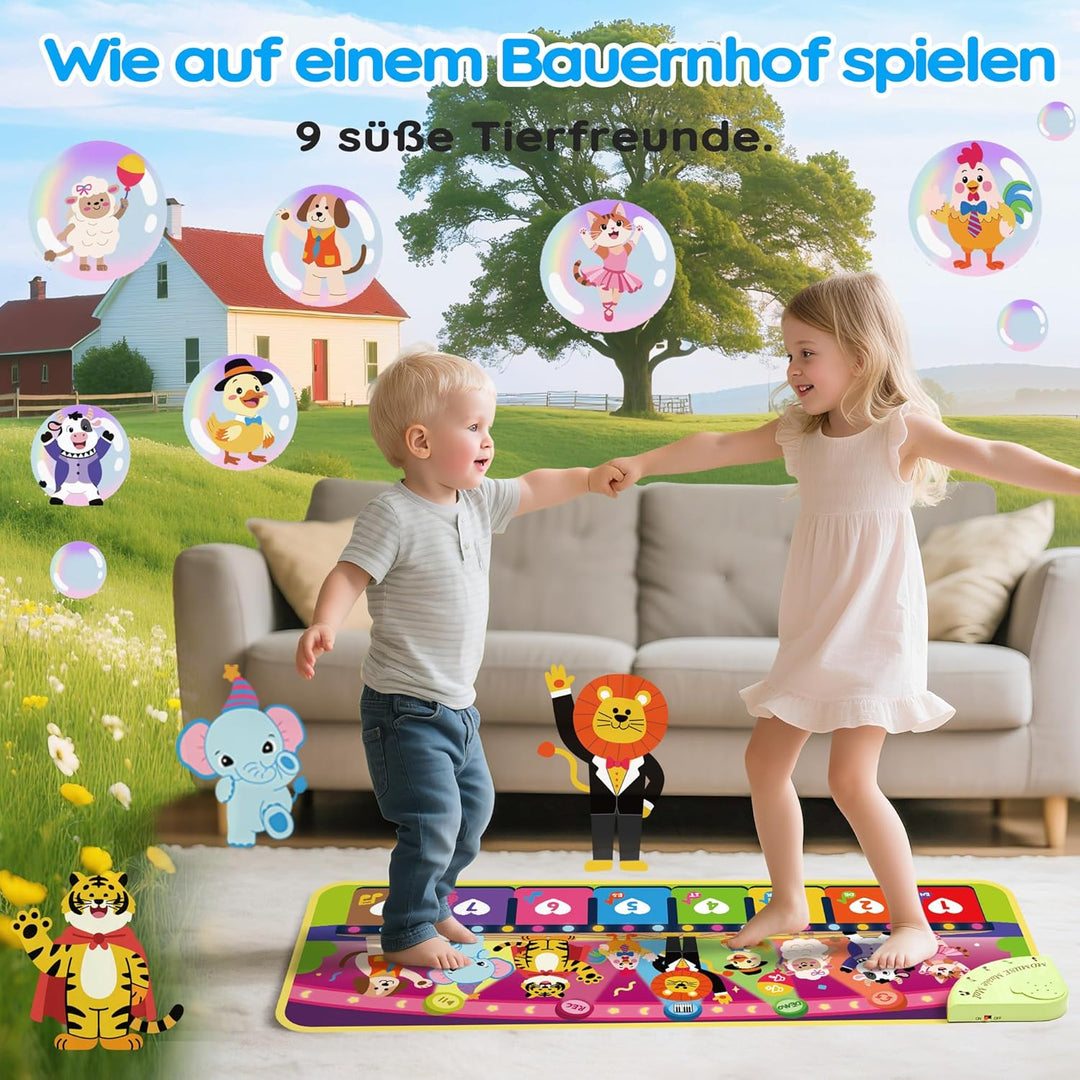 MOMUSE 5-Sprachen Musikmatte (DE/FR/IT/ES/EN), Baby Spielzeug ab 1 Jahr, Multilinguale Klaviermatte