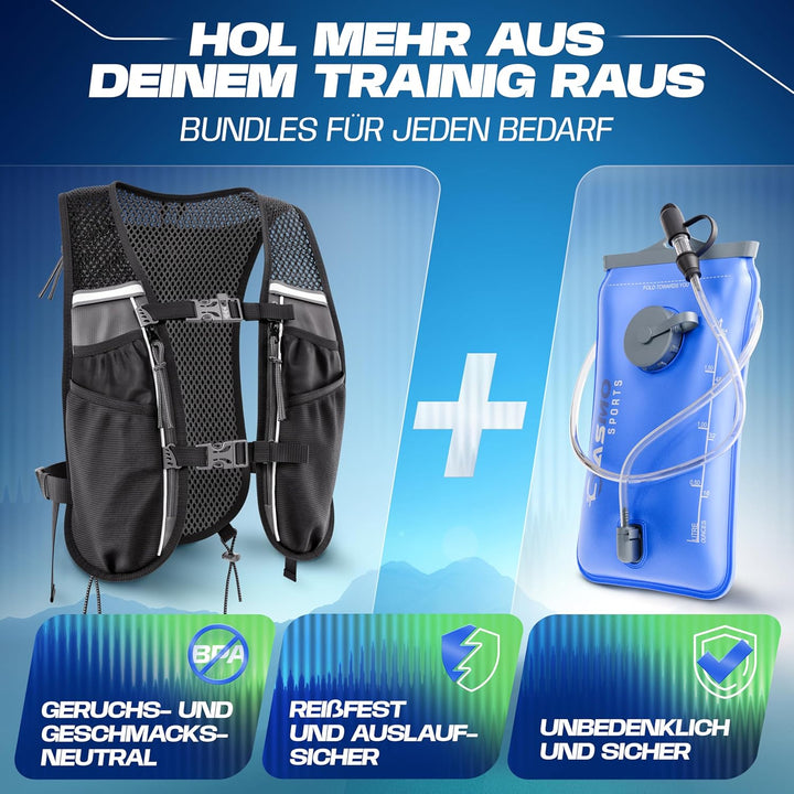 SASMO® Laufweste Damen & Herren 5L / 2L | Running Vest - Ultraleicht & atmungsaktiv| Laufrucksack Da