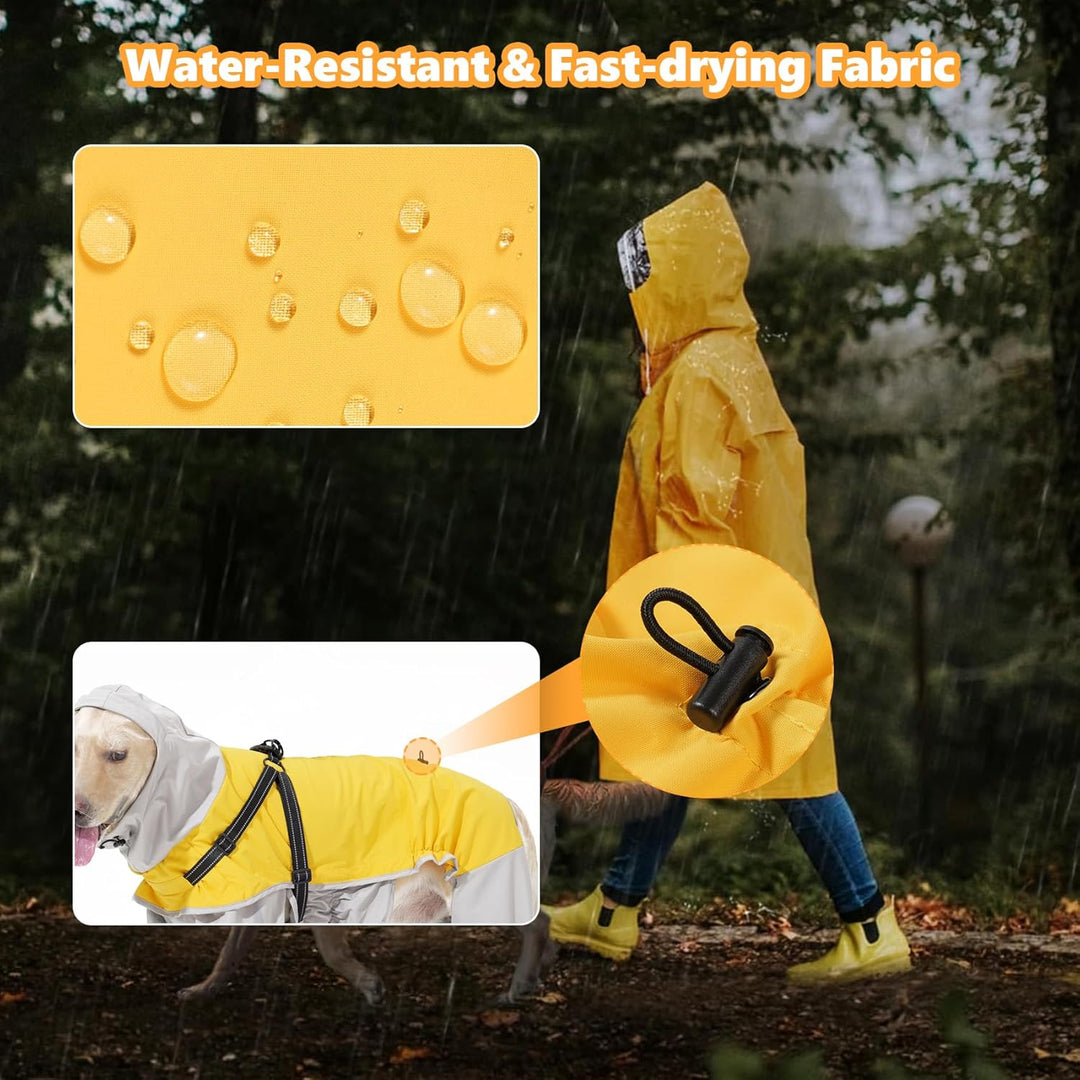 LIANZIMAU Regenmantel Hund Hunderegenmantel Wasserdicht mit Transparenter Kapuze - Reflektierender H