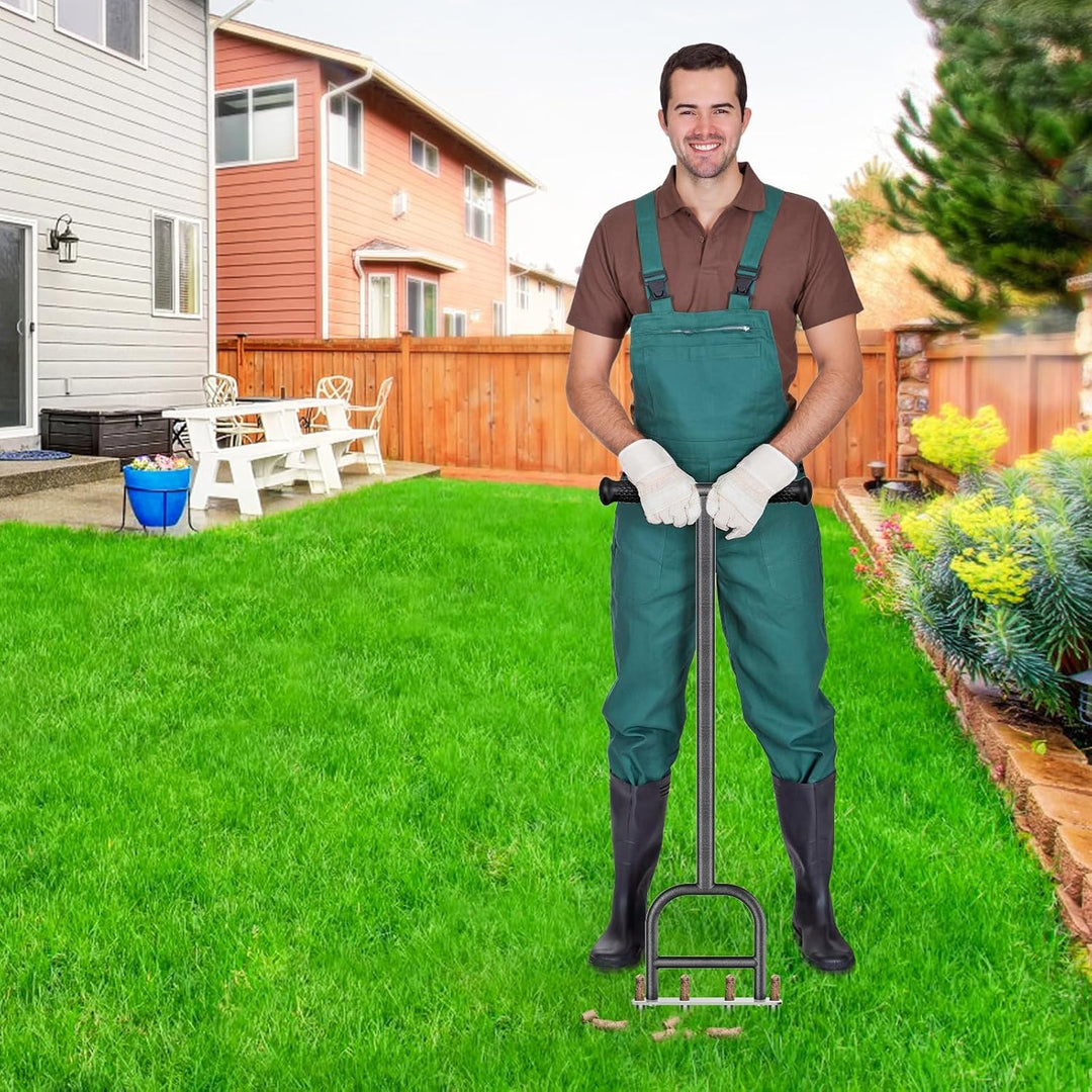 BeneLabel Rasenlüfter, 4 Zinken Garten Gras Belüftung Boden Aerifizierer Handvertikutierer Stecker W