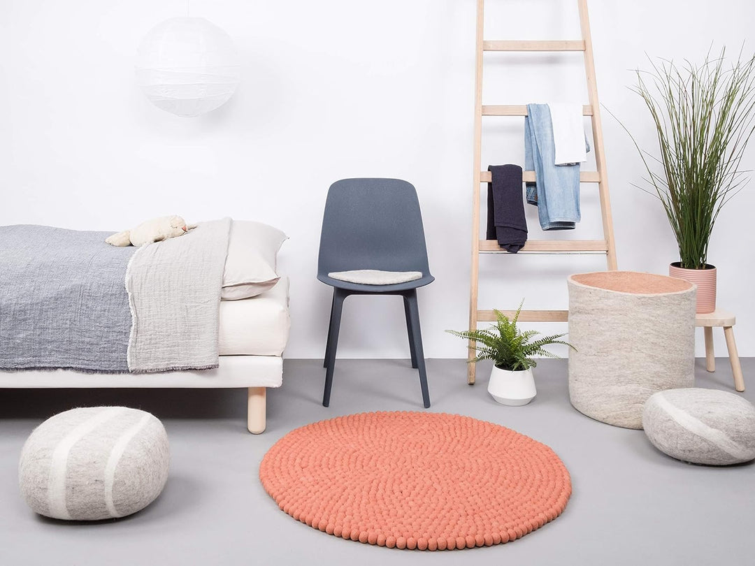 myfelt Lea Filzkugelteppich — Ø 50 cm, ideal für Schlaf-, Wohn-, Kinderzimmer, Flur & Bad Ø 50 cm La