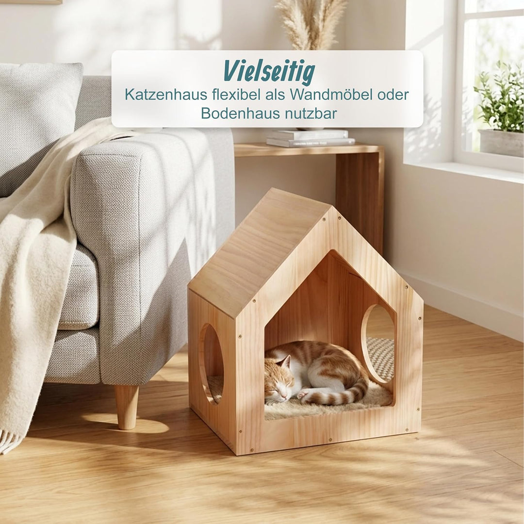 Relaxdays Katzenhaus, Katzenmöbel Wand &amp; Boden, Farbe | DIY Katzenwand Element, HBT: 46 x 39,5 x 30