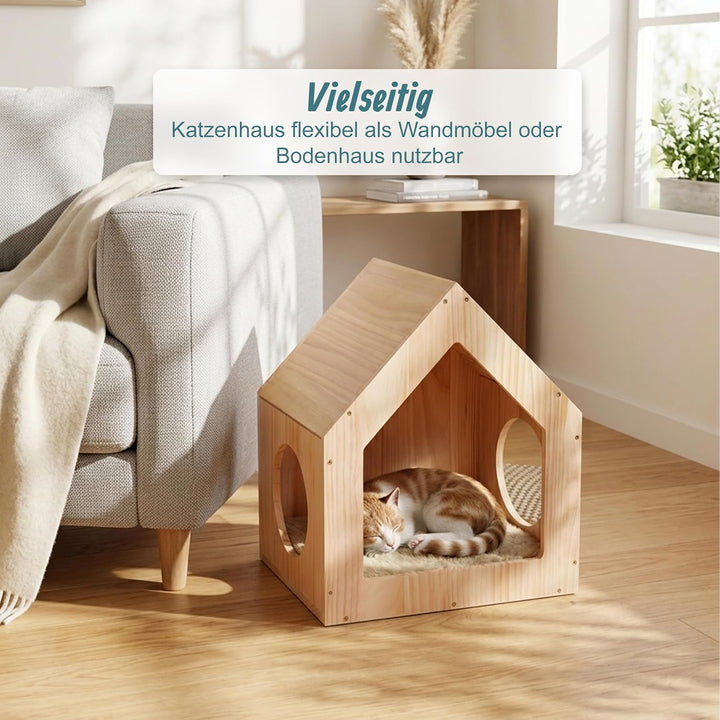Relaxdays Katzenhaus, Katzenmöbel Wand &amp; Boden, Farbe | DIY Katzenwand Element, HBT: 46 x 39,5 x 30