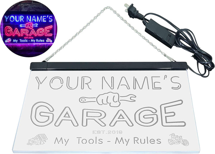 Personalized Your Name Est Year Theme Garage Man Cave Deco Dual Color LED Barlicht Neonlicht Lichtwe