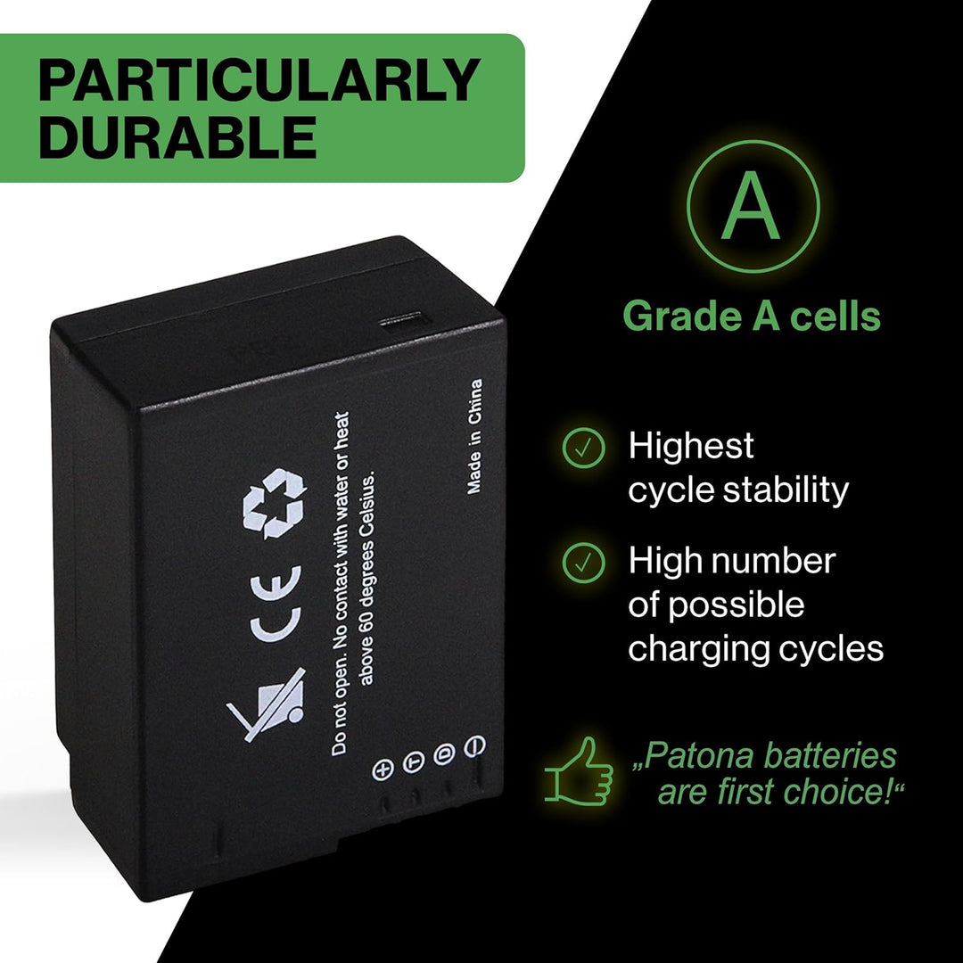 PATONA Premium (2X) Ersatz für Akku Panasonic DMW BLC12 E (echte 1100mAh) DMW BLC-12 Premium x2, DMW