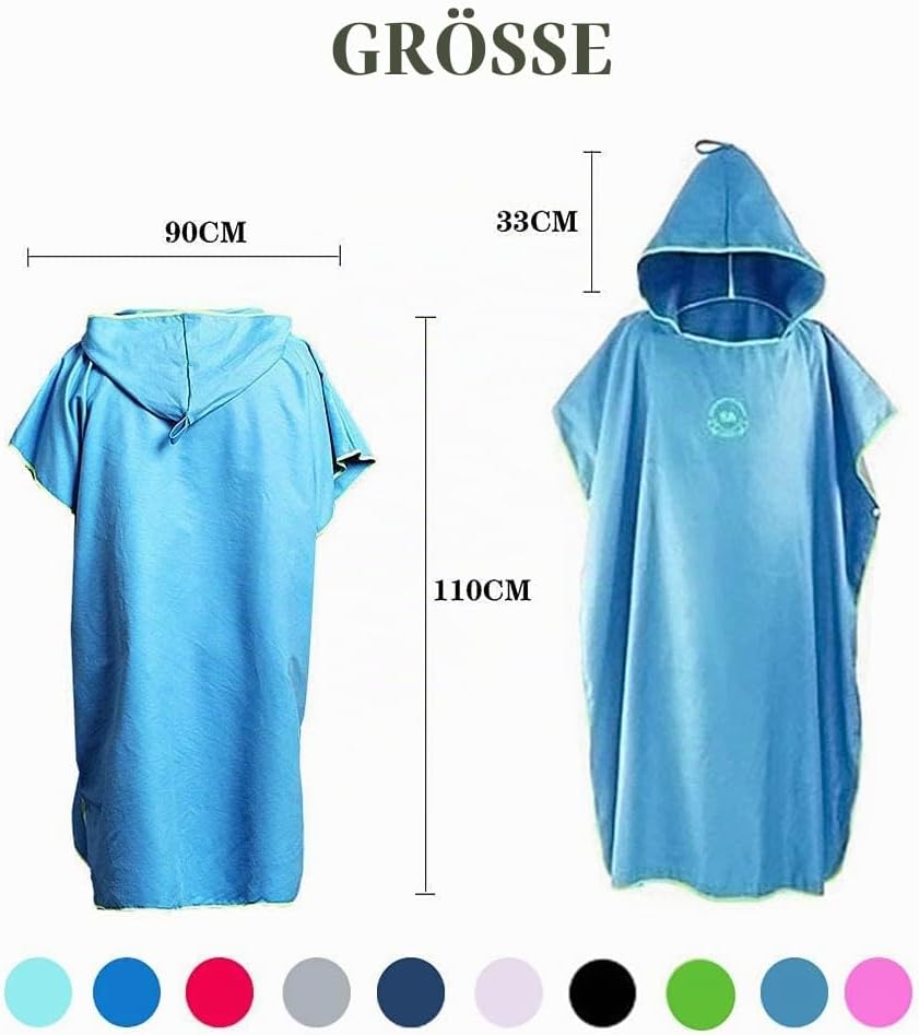 Hiturbo Mikrofaser Handtuch Poncho, Umziehhilfe Strand, Surf Poncho Herren und Damen Changing Robe,