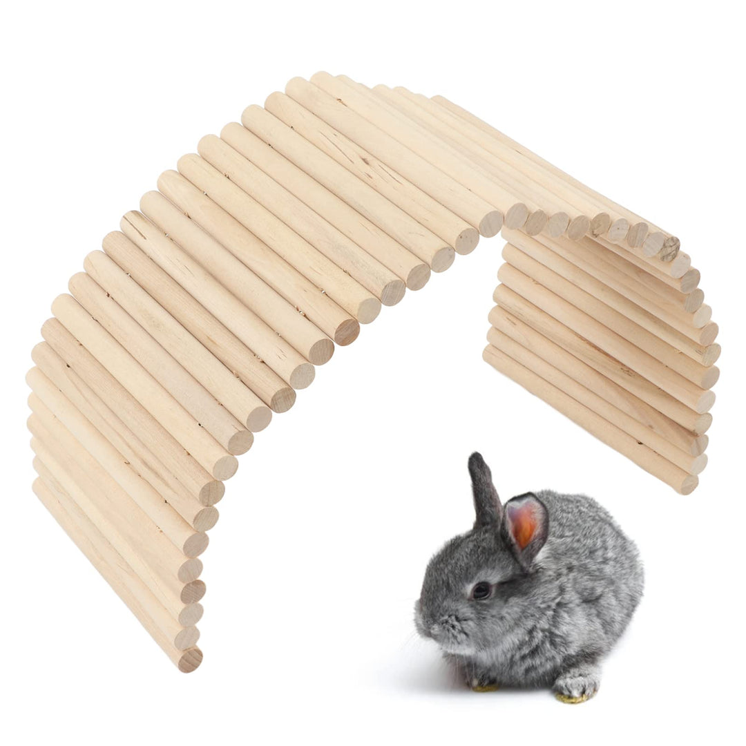 Qcwwy Haustierversteck, Meerschweinchen Holzleiter Brücke Kaninchen Versteck Haus Tunnel Nagetiere K