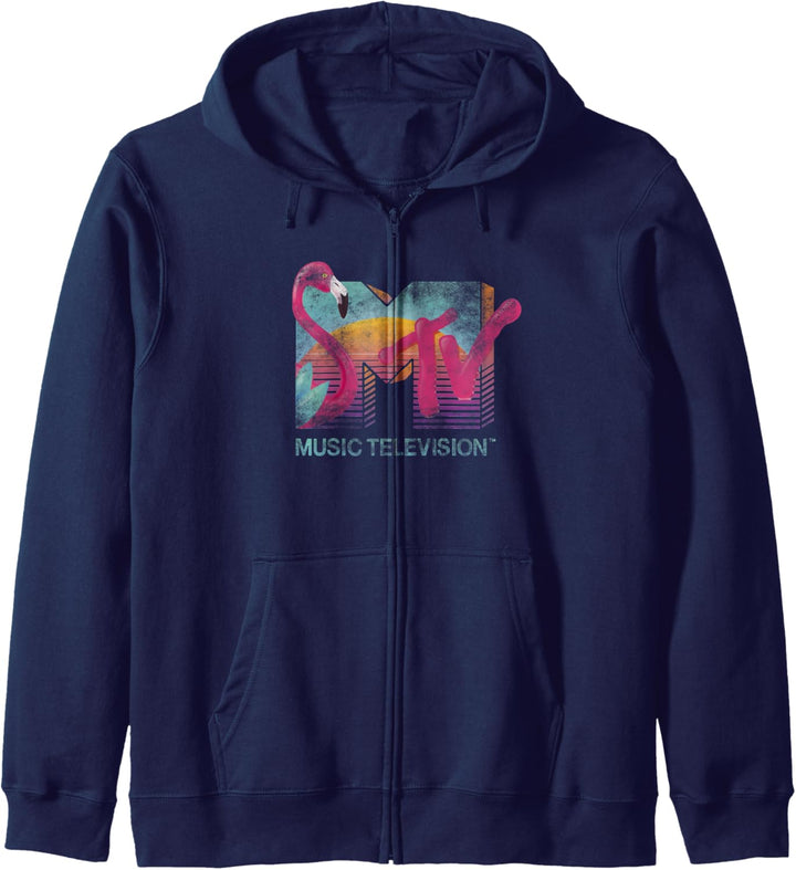 MTV Distressed Retro Flamingo Logo Fill Kapuzenjacke