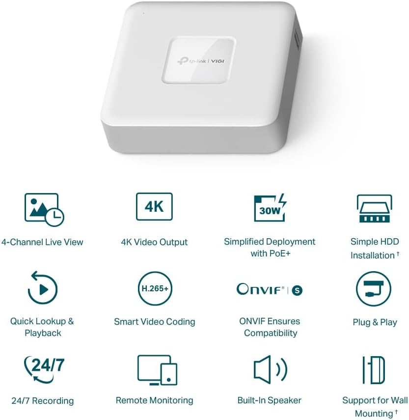 4-Kanałowy Raster sieciowy PoE VIGI NVR1104H-4P