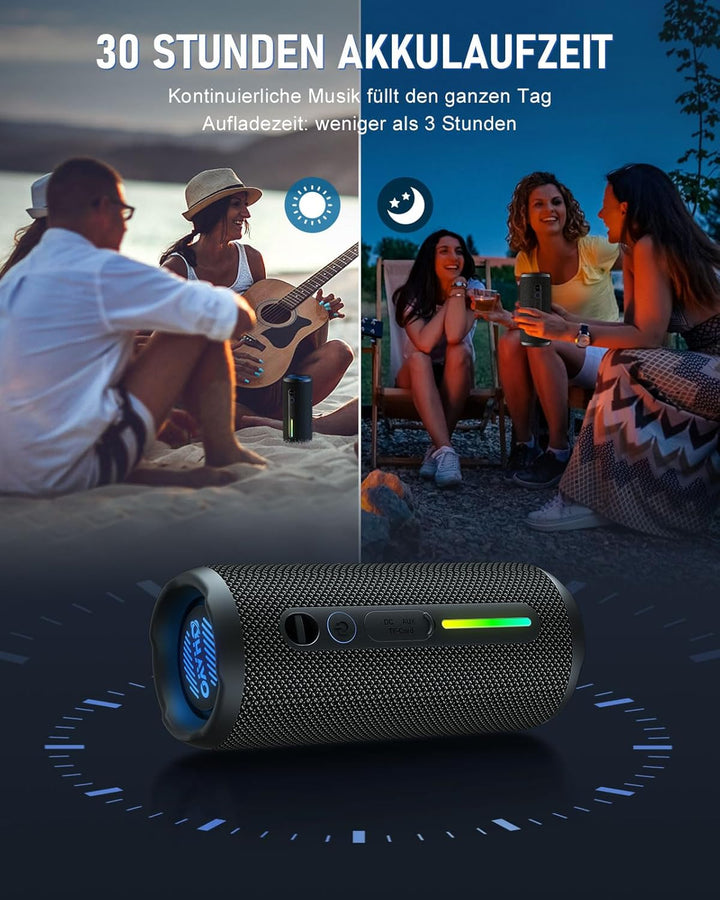 OHAYO Bluetooth Lautsprecher, Bluetooth Box mit RGB Licht, Musikbox mit Bluetooth 5.3, 3 Licht Modi,