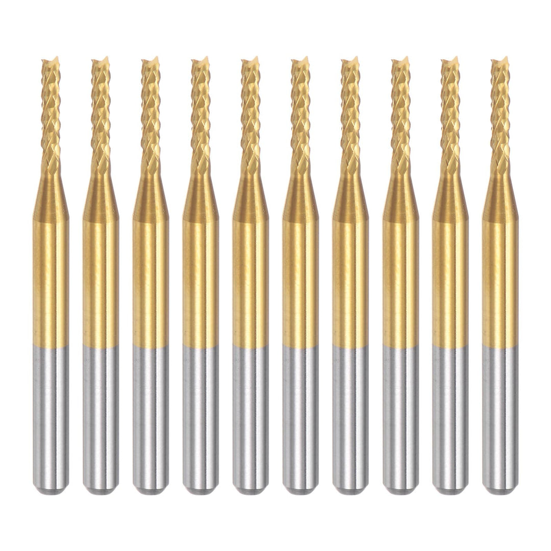 QUARKZMAN 10 Stück Hartmetallfräser 1.7mm Schaft 6-Flöten CNC Fräser Gold | 4-NutenTitanbeschichtung