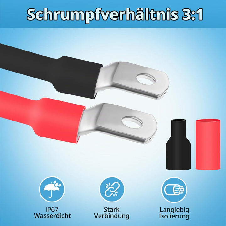 10x Rohrkabelschuhe 50mm² Kabelschuhe Loch-Ø M8 Ringkabelschuh Verdicktes Kupfer Unisolierte SC Kabe