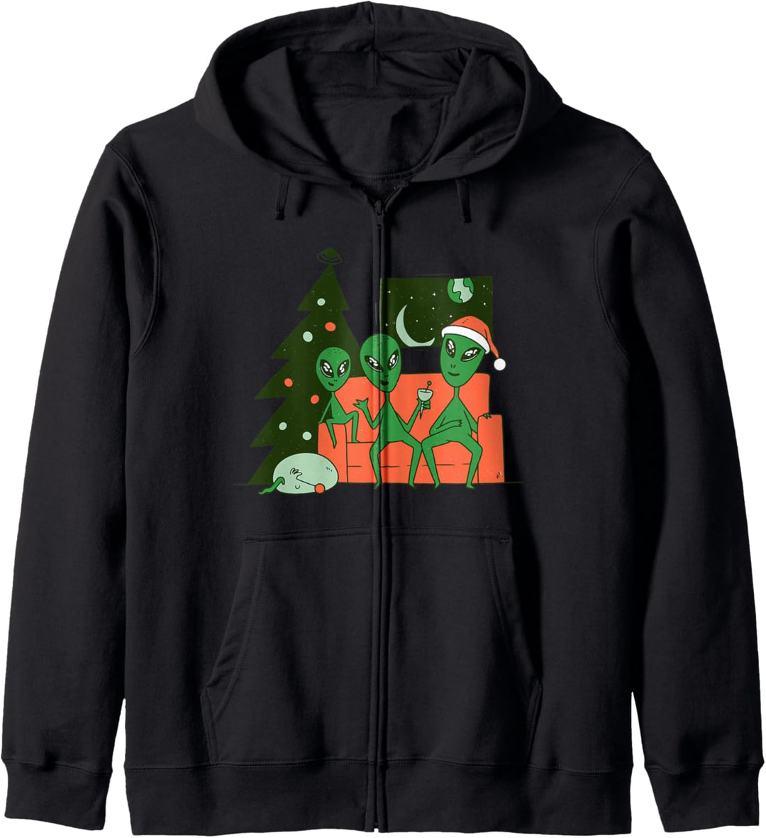 Weihnachtsfeier der Alien-Familie Kapuzenjacke