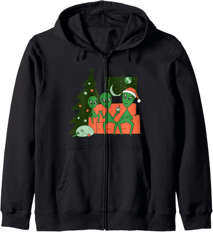 Weihnachtsfeier der Alien-Familie Kapuzenjacke