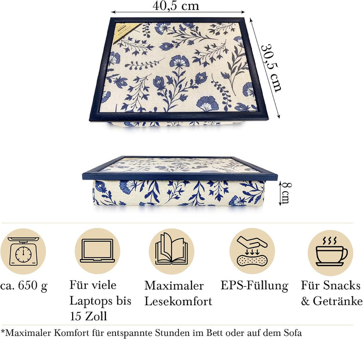 Knietablett mit Kissen Azure Meadow – für Laptop, Lesen &amp; Sofa, Azure Meadow
