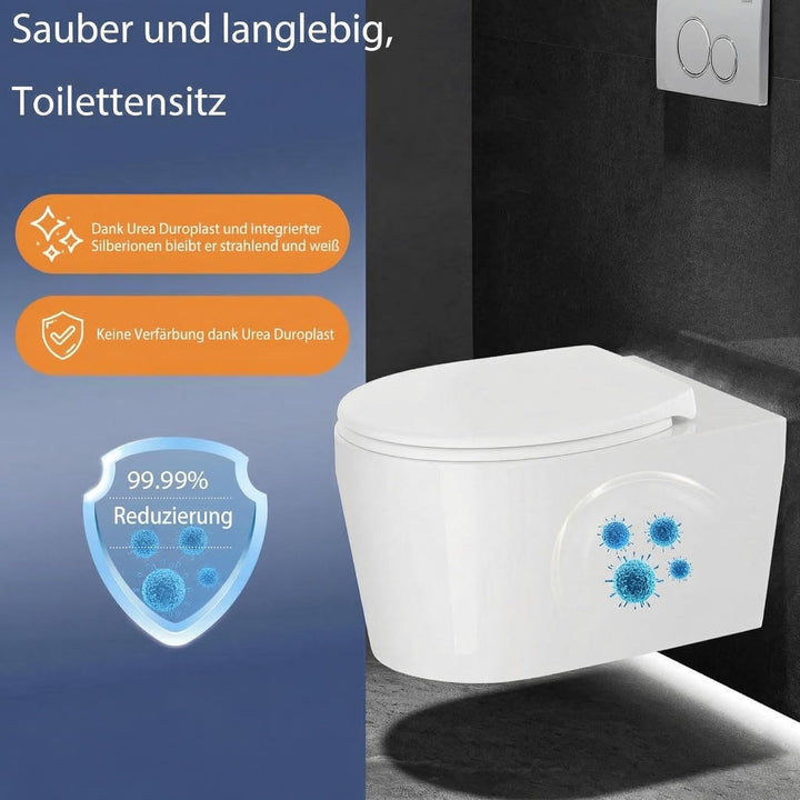 Toilettendeckel mit Absenkautomatik, WC Sitz Klobrille Toilettensitz mit Quick-Release Funktion&amp; Ver