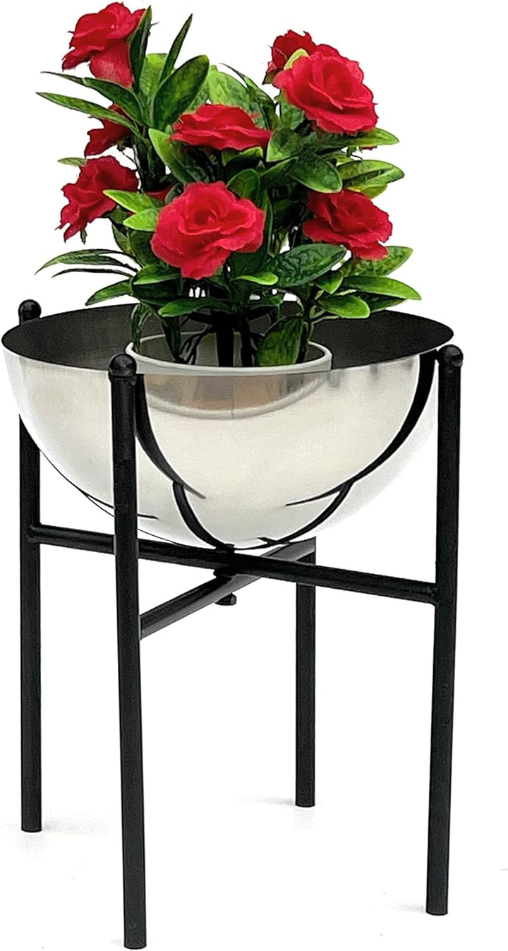 DanDiBo Blumenhocker Metall mit Topf Schwarz Silber 25-45 cm Blumenständer 96257 Blumensäule Modern