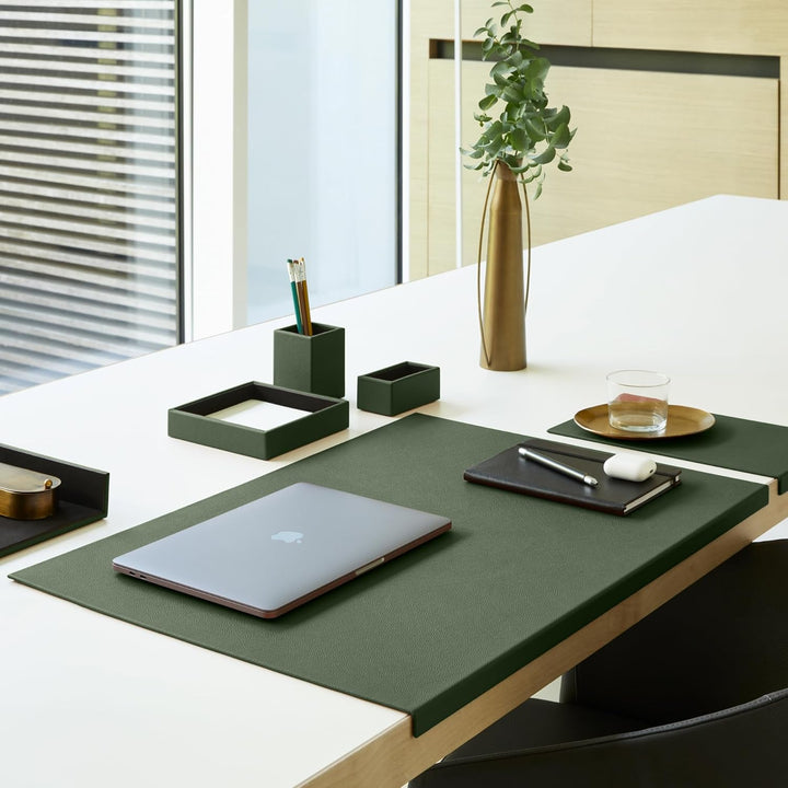 Eglooh - Atena - Taschenleerer aus echtem Leder Grün - Schreibtisch-Organizer mit modernem Design -