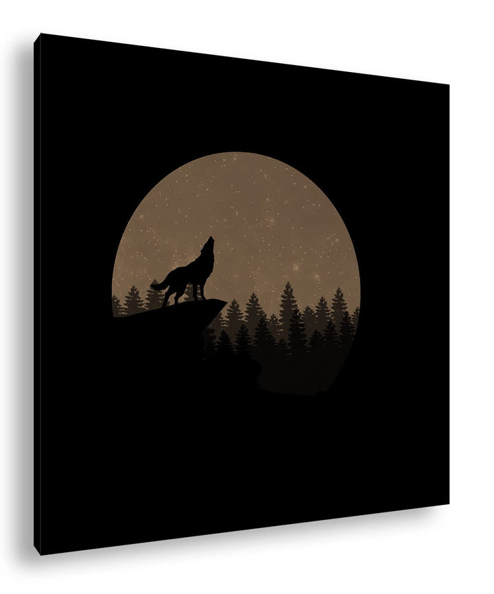 deyoli düsterer einsamer Wolf Format: 60x60 Effekt: Sepia als Leinwandbild, Motiv fertig gerahmt auf
